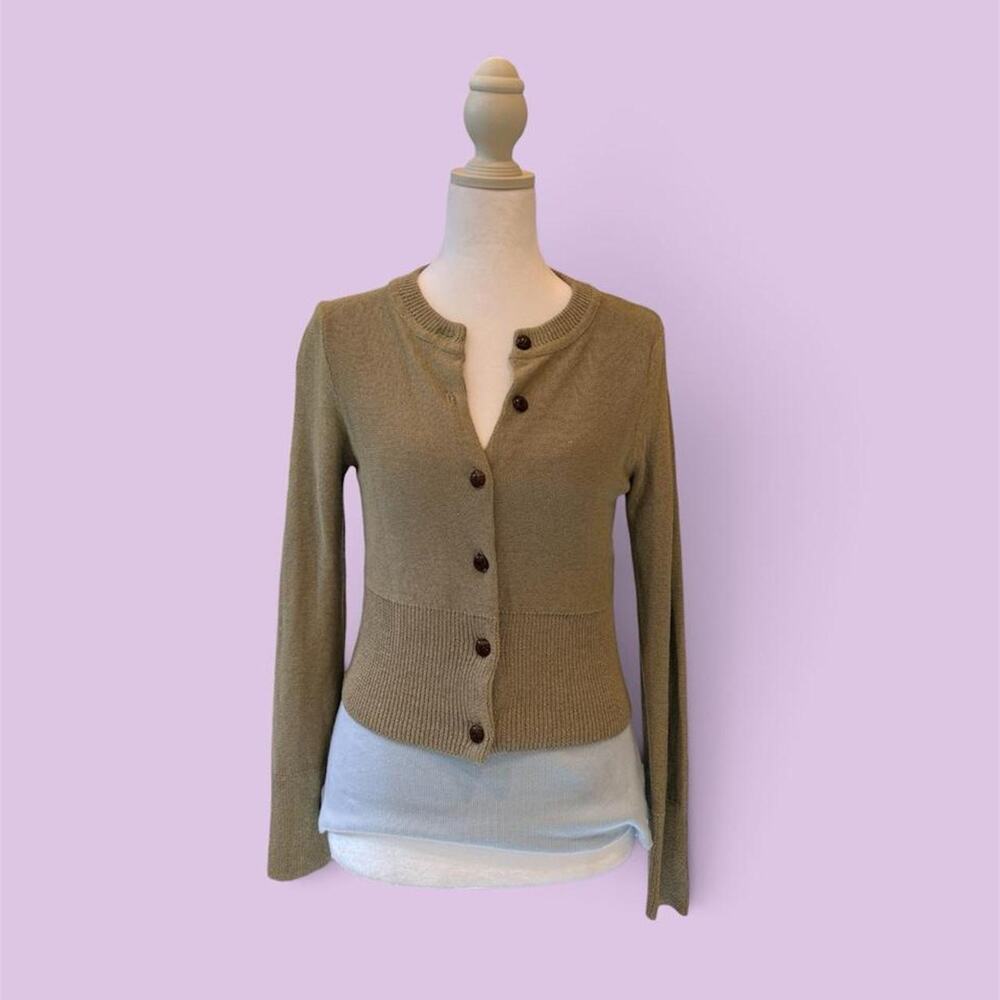 Olive green button up cardigan